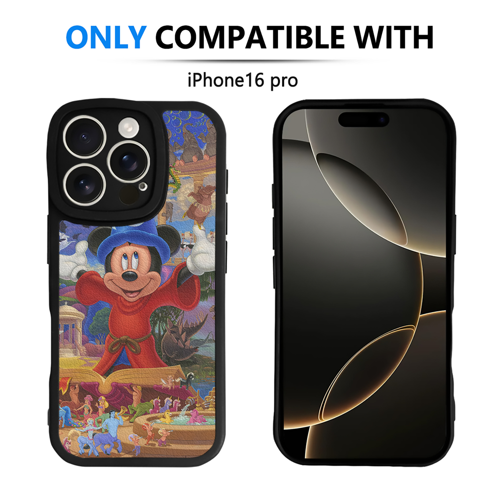 （画像用） ミッキーマウス Mickey Mouse 【iPhone 16シリーズ対応】シリコンスマホケース（レザー調） 材質：シリコン